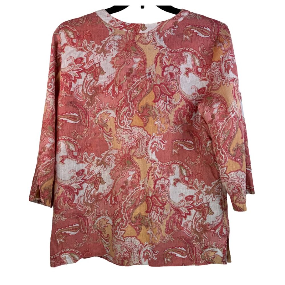Charter Club Pink Linen Floral Petite Tunic Size: Pet/XL - Picture 3 of 3